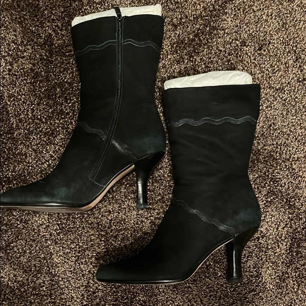 Cole Haan Black Heeled Boots with Sleek Design